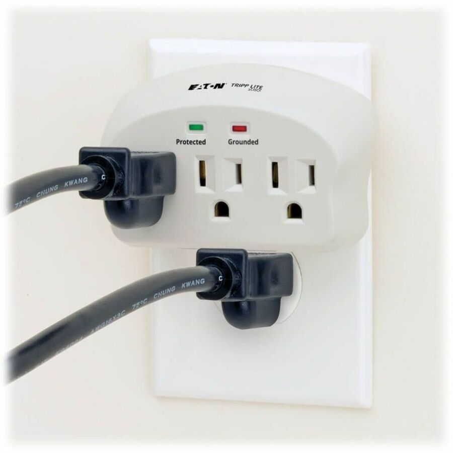 Alternate-Image4 Image for Eaton Tripp Lite Series Protect It! 3-Outlet Surge Protector, Direct Plug-In, 660 Joules, 2 Diagnostic LEDs