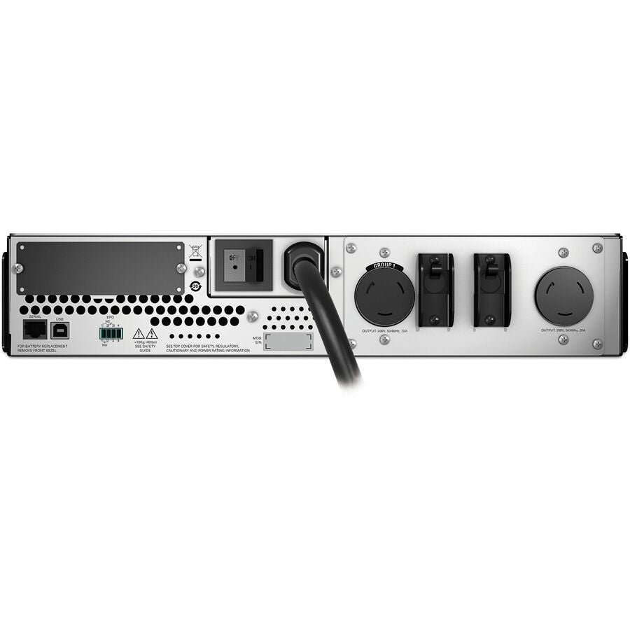 Rear Image for APC Smart-UPS, Line Interactive, 3kVA, Rackmount 2U, 208V, 2x NEMA L6-20R outlets, SmartSlot, AVR, LCD