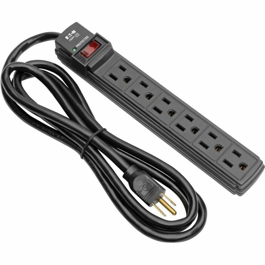 Alternate-Image7 Image for Eaton Tripp Lite Series Protect It! 6-Outlet Surge Protector, 6 ft. Cord, 360 Joules, Diagnostic LED, Black Housing