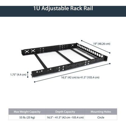 Alternate-Image4 Image for StarTech 1U Universal Server Rack Rails, Adjustable Depth Server Mounting Rails, 19inch Rack Mount Rails
