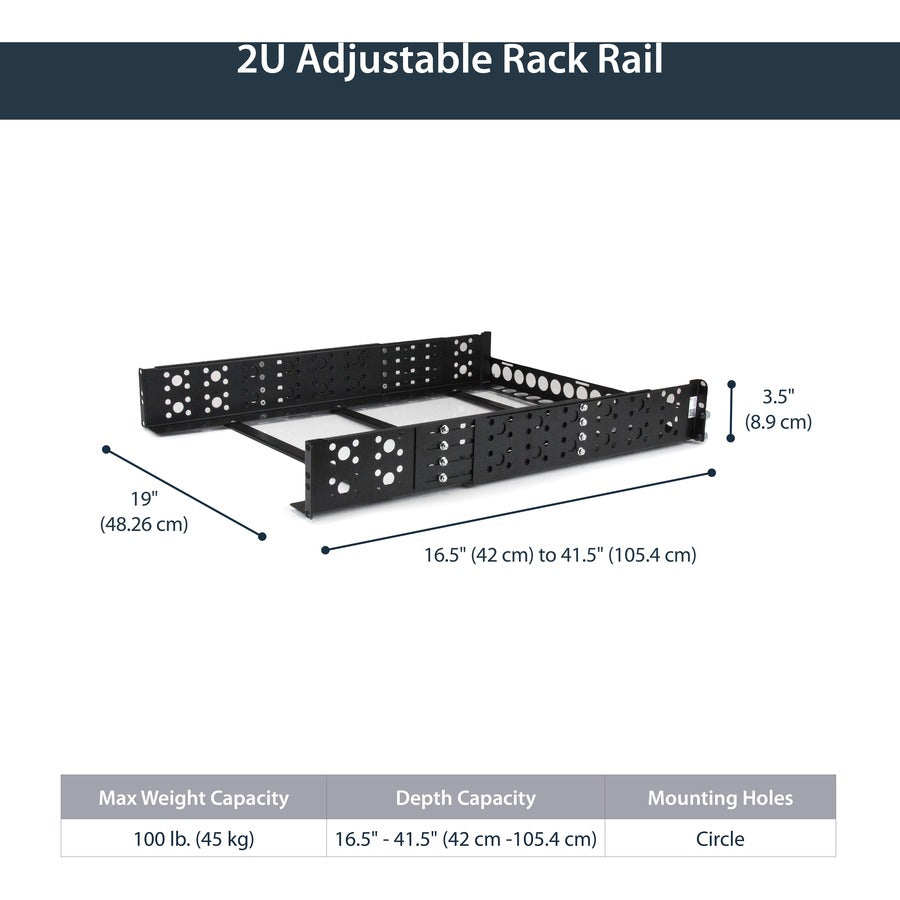 Alternate-Image4 Image for StarTech 2U Fixed 19" Adjustable Depth Universal Server Rack Rails
