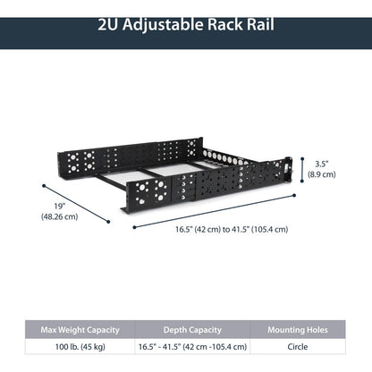 Alternate-Image4 Image for StarTech 2U Fixed 19" Adjustable Depth Universal Server Rack Rails