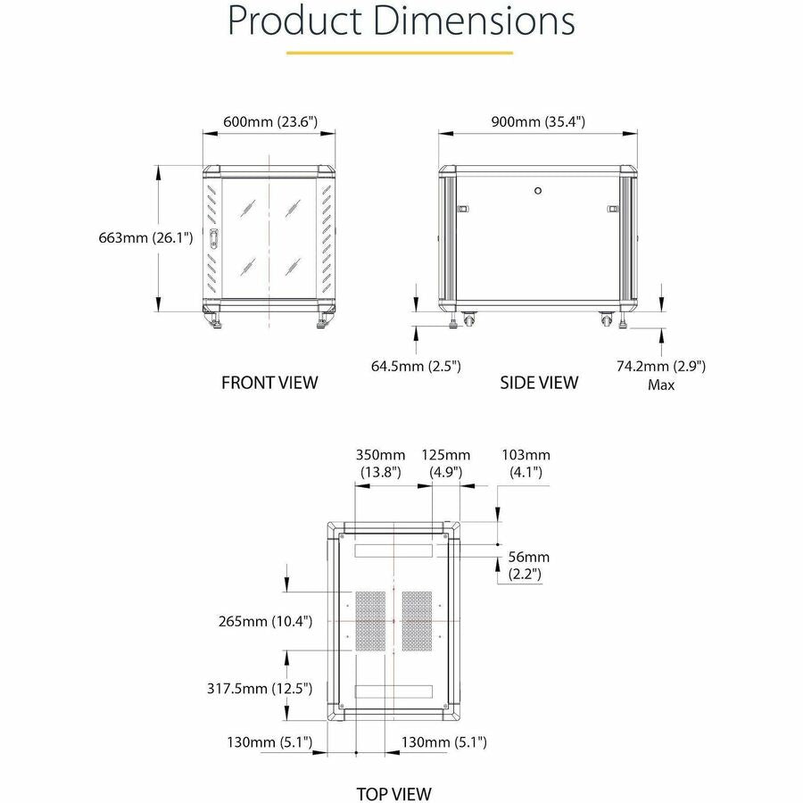 Alternate-Image5 Image for StarTech.com 12U 36in Knock-Down Server Rack Cabinet with Casters