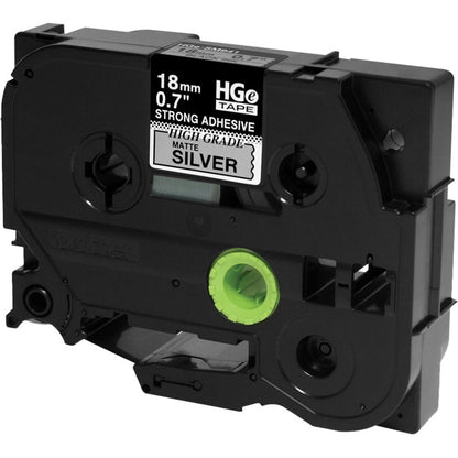 Alternate-Image2 Image for Brother HGES9415PK Black on Matte Silver Extra-Strength Adhesive Label Tape