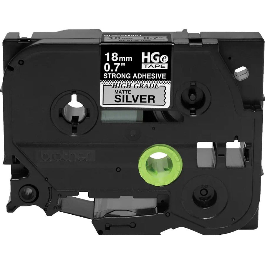 Main Image for Brother HGES9415PK Black on Matte Silver Extra-Strength Adhesive Label Tape
