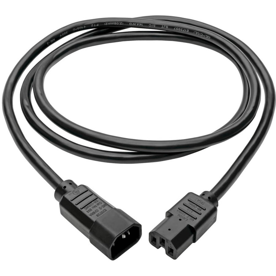 Alternate-Image1 Image for Eaton Tripp Lite Series Power Cord C14 to C15 - Heavy-Duty, 15A, 250V, 14 AWG, 6 ft. (1.83 m), Black