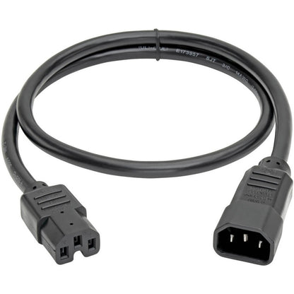 Alternate-Image1 Image for Eaton Tripp Lite Series Power Cord C14 to C15 - Heavy-Duty, 15A, 250V, 14 AWG, 3 ft. (0.91 m), Black