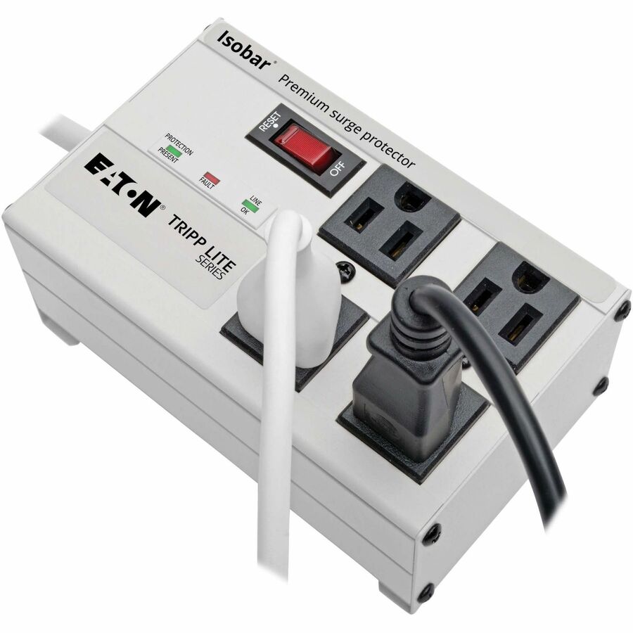 Alternate-Image4 Image for Eaton Tripp Lite Series Isobar 4-Outlet Surge Protector, 6 ft. Cord with Right-Angle Plug, 3330 Joules, Diagnostic LEDs, Metal Housing