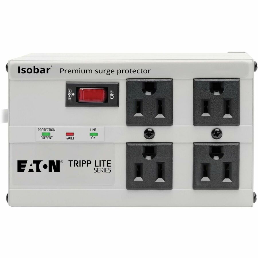 Alternate-Image5 Image for Eaton Tripp Lite Series Isobar 4-Outlet Surge Protector, 6 ft. Cord with Right-Angle Plug, 3330 Joules, Diagnostic LEDs, Metal Housing