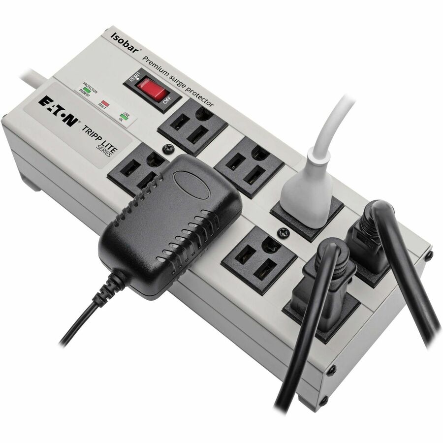 Alternate-Image4 Image for Eaton Tripp Lite Series Isobar 8-Outlet Surge Protector, 12 ft. Cord with Right-Angle Plug, 3840 Joules, Diagnostic LEDs, Metal Housing