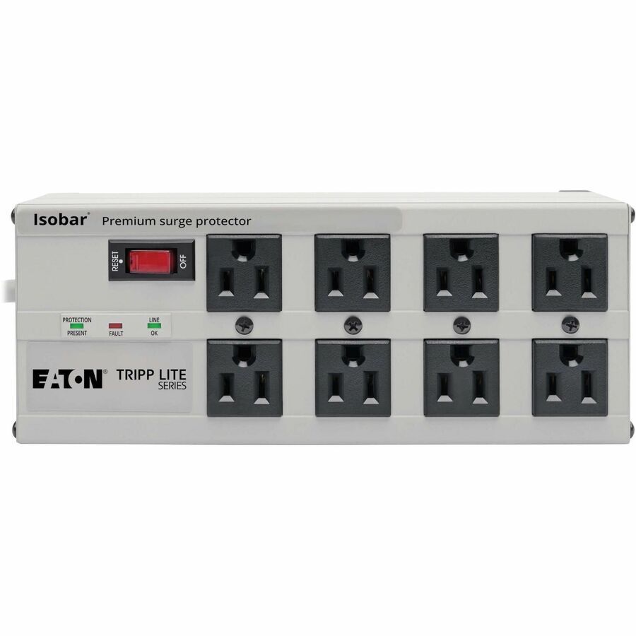Alternate-Image5 Image for Eaton Tripp Lite Series Isobar 8-Outlet Surge Protector, 12 ft. Cord with Right-Angle Plug, 3840 Joules, Diagnostic LEDs, Metal Housing