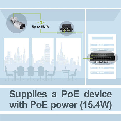 Alternate-Image3 Image for TRENDnet Gigabit Power Over Ethernet Injector, Full Duplex Gigabit Speeds, 1 x Gigabit Ethernet Port, 1 x PoE Gigabit Ethernet Port, Network Devices Up To 100M (328 ft), 15.4W, Black, TPE-113GI