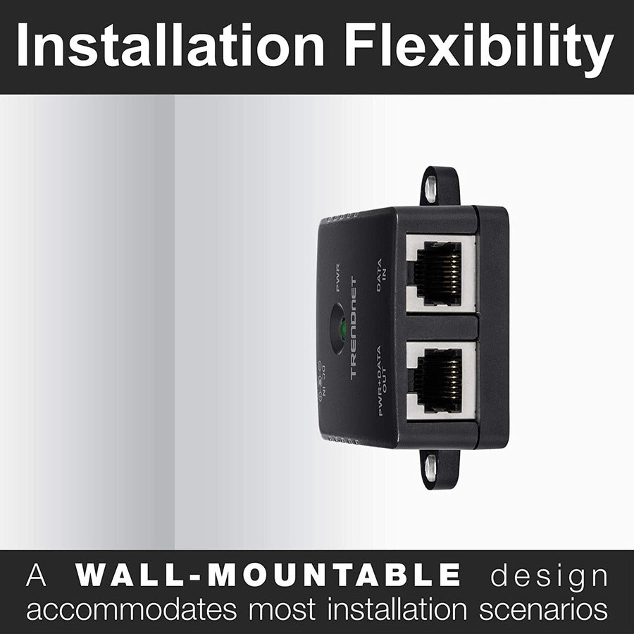 Alternate-Image4 Image for TRENDnet Gigabit Power Over Ethernet Injector, Full Duplex Gigabit Speeds, 1 x Gigabit Ethernet Port, 1 x PoE Gigabit Ethernet Port, Network Devices Up To 100M (328 ft), 15.4W, Black, TPE-113GI