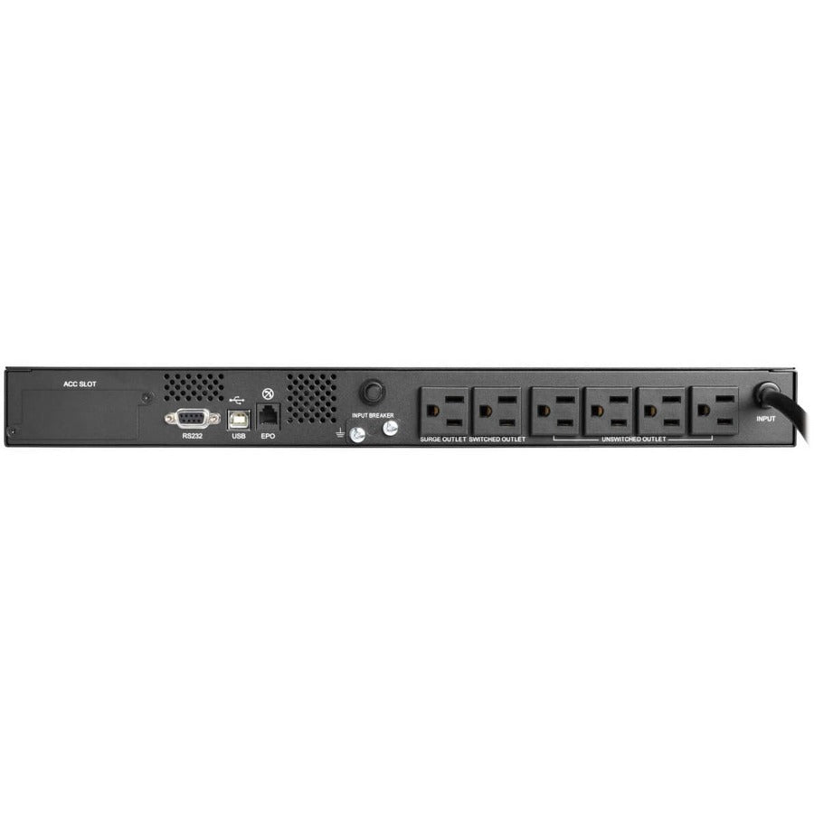 Rear Image for Eaton Tripp Lite Series 500VA 300W 120V Line-Interactive UPS - 6 NEMA 5-15R Outlets, USB, DB9, Network Card Option, 1U Rack/Tower