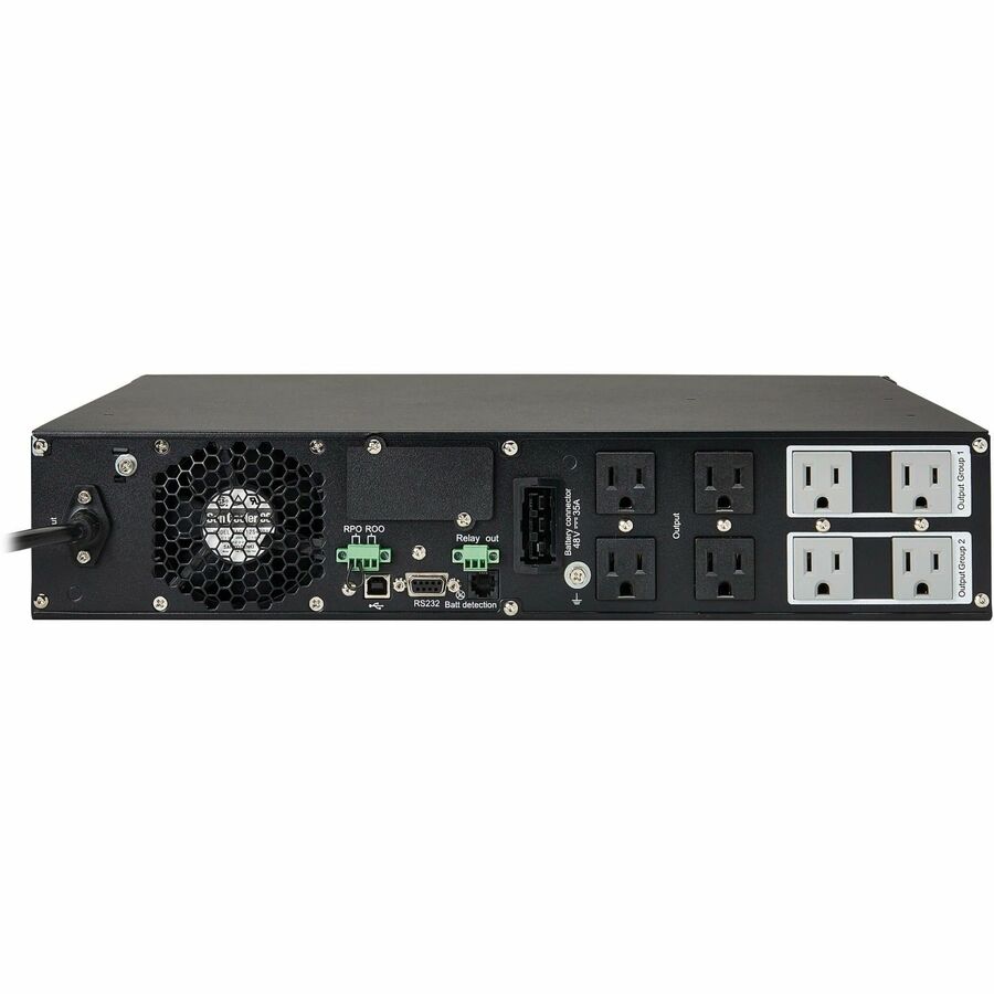 Rear Image for Tripp Lite by Eaton series UPS SmartOnline 1500VA 1350W 120V Double-Conversion Sine Wave UPS - 8 Outlets, Extended Run, Network Card Option, LCD, USB, DB9, 2U Rack/Tower