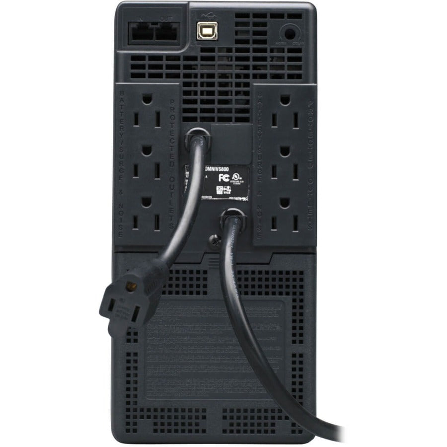 Rear Image for Eaton Tripp Lite Series OmniVS 120V 800VA 475W Line-Interactive UPS, Tower, USB port