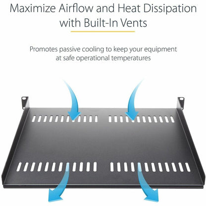 Alternate-Image3 Image for StarTech.com 2U 22in Vented Rack Mount Shelf - Fixed 22 inch Deep antilever Rackmount Tray for Server Rack Cabinet Shelf - 50lbs / 23kg