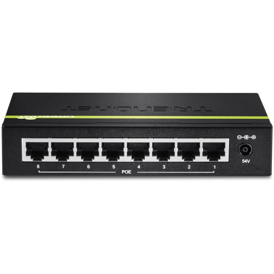 Alternate-Image8 Image for TRENDnet 8-Port Gigabit PoE+ Switch, TPE-TG80G, 8 x Gigabit PoE+ Ports, 123W PoE Power Budget, 16 Gbps, Ethernet Splitter, NDAA & TAA Compliant, Metal, Lifetime Protection, Black