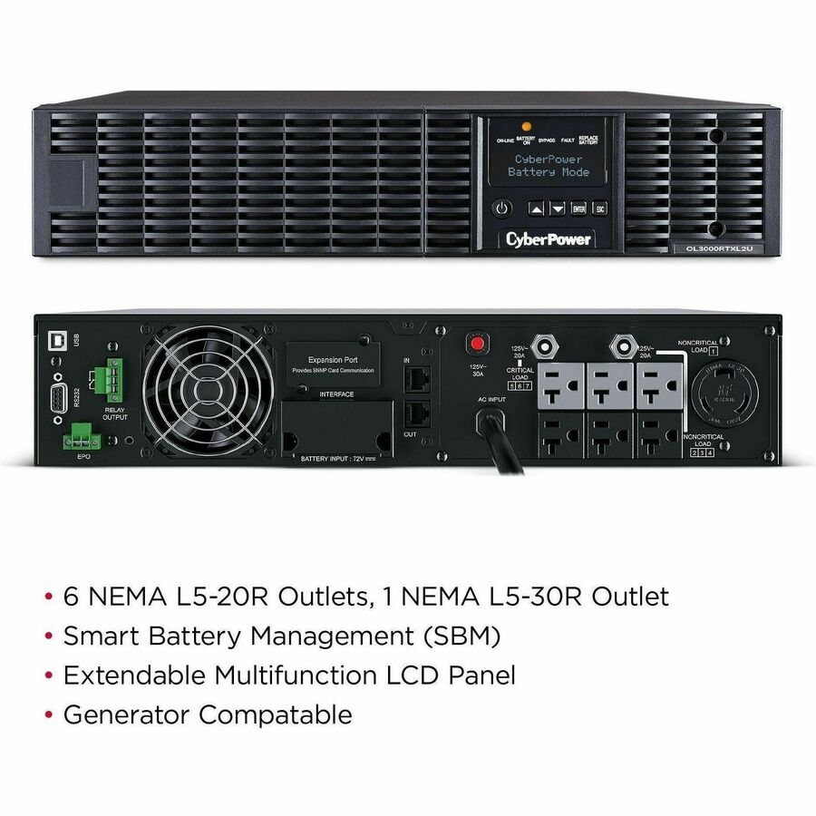 Alternate-Image1 Image for CyberPower OL3000RTXL2U Smart App Online UPS Systems