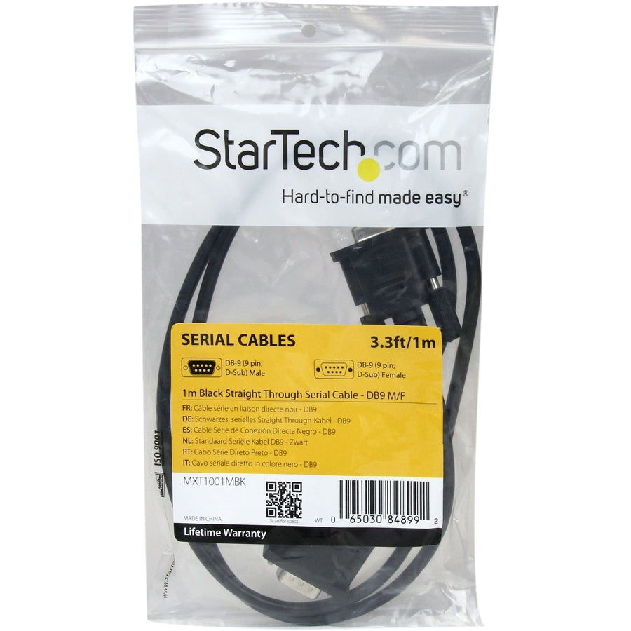 Alternate-Image3 Image for StarTech 1m Black Straight Through DB9 RS232 Serial Cable - M/F