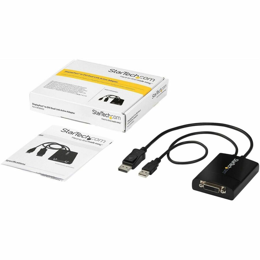 Alternate-Image6 Image for StarTech.com DisplayPort to DVI Dual Link Active Adapter, DisplayPort to DVI-D Adapter/Video Converter 2560x1600 60Hz, DP to DVI Adapter