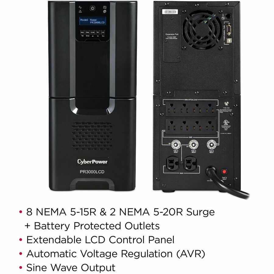 Alternate-Image2 Image for CyberPower PR3000LCD Smart App Sinewave UPS Systems