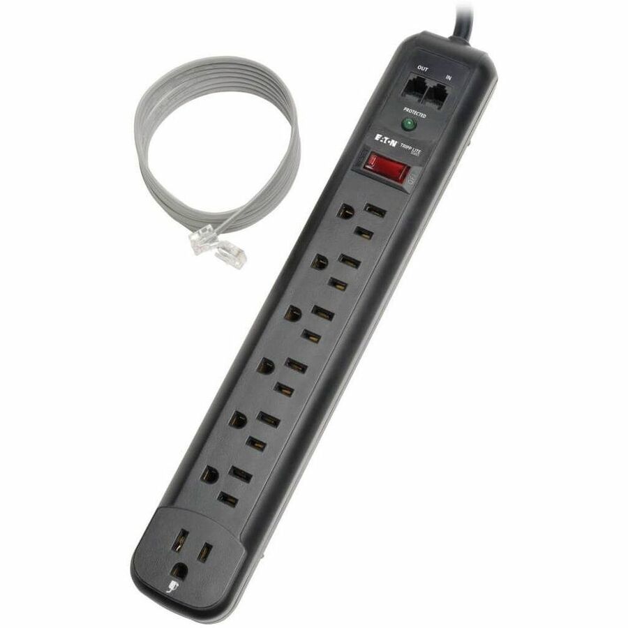 Alternate-Image5 Image for Eaton Tripp Lite Series Protect It! 7-Outlet Surge Protector, 6 ft. (1.83 m) Cord, 1080 Joules, Modem/Fax Protection, Black Housing