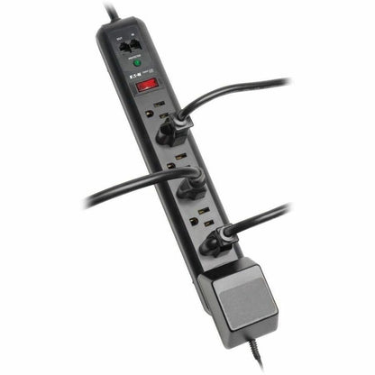 Alternate-Image3 Image for Eaton Tripp Lite Series Protect It! 7-Outlet Surge Protector, 6 ft. (1.83 m) Cord, 1080 Joules, Modem/Fax Protection, Black Housing