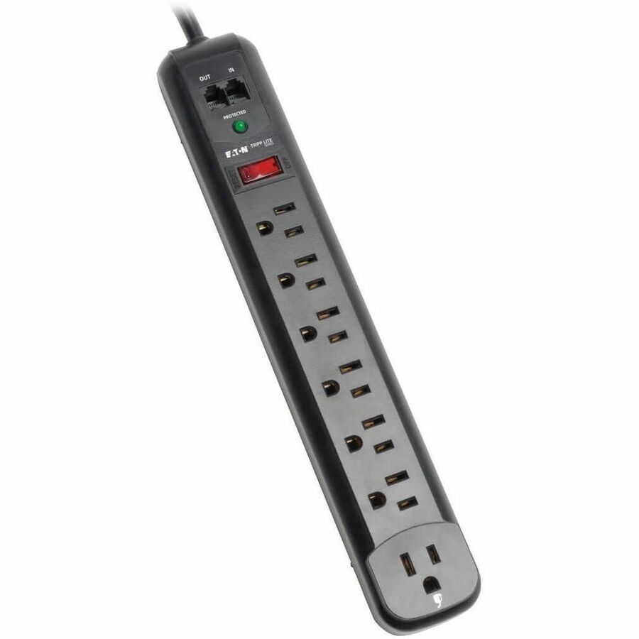 Alternate-Image1 Image for Eaton Tripp Lite Series Protect It! 7-Outlet Surge Protector, 6 ft. (1.83 m) Cord, 1080 Joules, Modem/Fax Protection, Black Housing