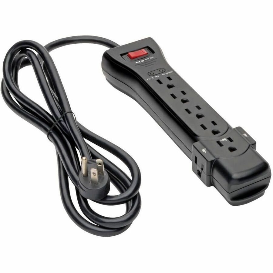 Alternate-Image5 Image for Eaton Tripp Lite Series Protect It! 7-Outlet Surge Protector, 7 ft. Cord with Right-Angle Plug, 2160 Joules, Diagnostic LEDs, Black Housing