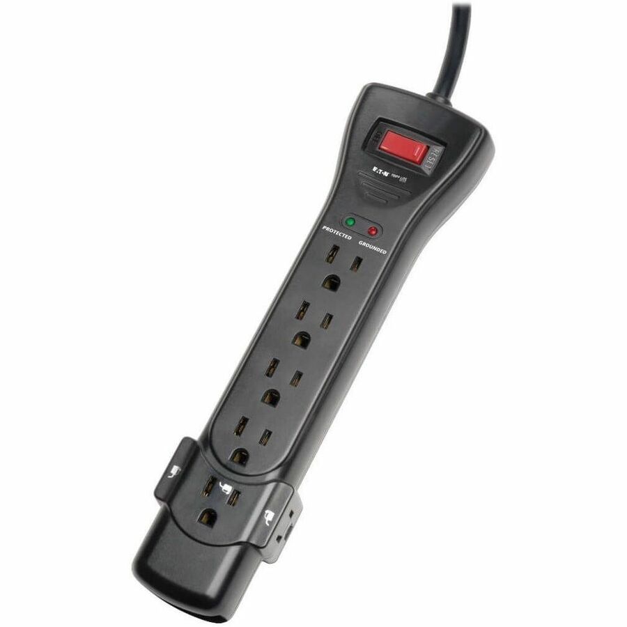 Alternate-Image8 Image for Eaton Tripp Lite Series Protect It! 7-Outlet Surge Protector, 7 ft. Cord with Right-Angle Plug, 2160 Joules, Diagnostic LEDs, Black Housing