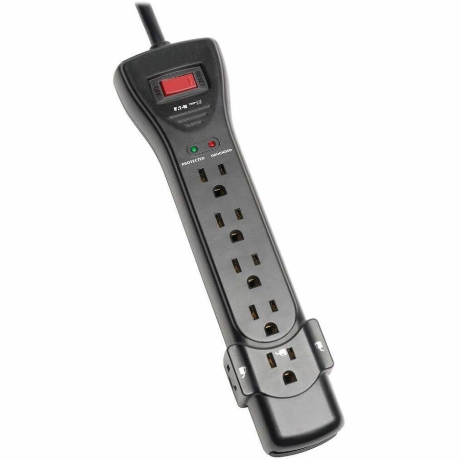Alternate-Image9 Image for Eaton Tripp Lite Series Protect It! 7-Outlet Surge Protector, 7 ft. Cord with Right-Angle Plug, 2160 Joules, Diagnostic LEDs, Black Housing