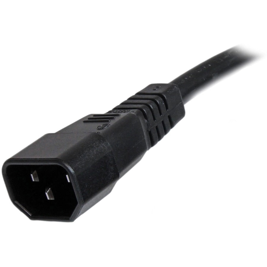Alternate-Image4 Image for StarTech 6ft (1.8m) Heavy Duty Extension Cord, IEC C14 to IEC C15 Black Extension Cord, 15A 250V, 14AWG, Heavy Gauge Power Cable