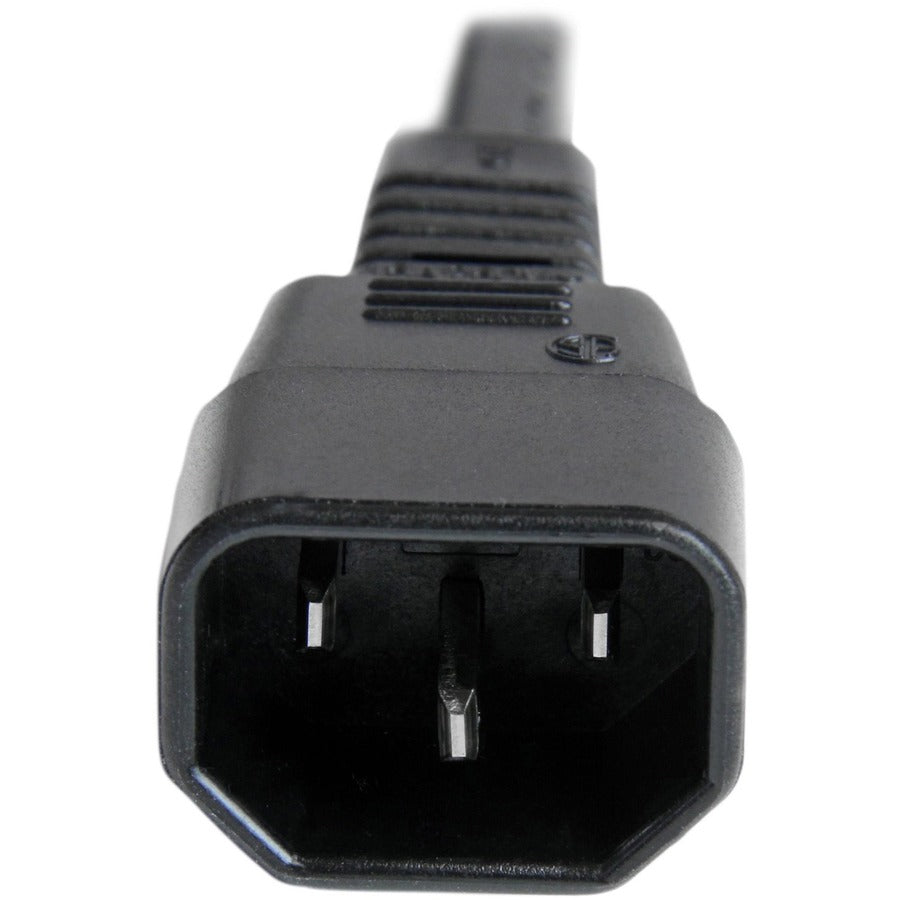 Alternate-Image2 Image for StarTech 6ft (1.8m) Heavy Duty Extension Cord, IEC C14 to IEC C15 Black Extension Cord, 15A 250V, 14AWG, Heavy Gauge Power Cable