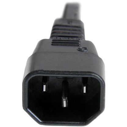 Alternate-Image2 Image for StarTech 6ft (1.8m) Heavy Duty Extension Cord, IEC C14 to IEC C15 Black Extension Cord, 15A 250V, 14AWG, Heavy Gauge Power Cable