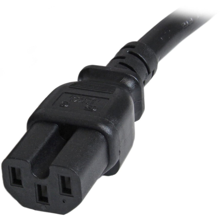 Alternate-Image3 Image for StarTech 6ft (1.8m) Heavy Duty Extension Cord, IEC C14 to IEC C15 Black Extension Cord, 15A 250V, 14AWG, Heavy Gauge Power Cable