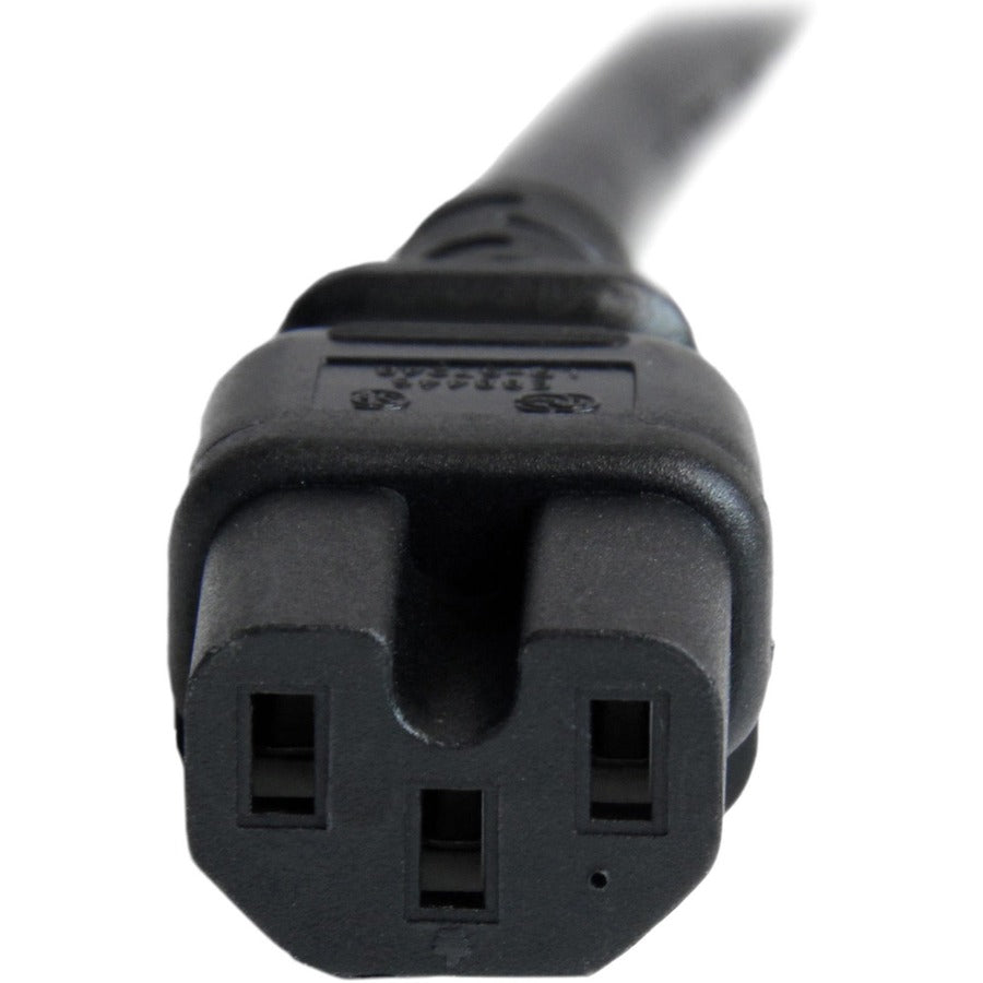 Alternate-Image1 Image for StarTech 6ft (1.8m) Heavy Duty Extension Cord, IEC C14 to IEC C15 Black Extension Cord, 15A 250V, 14AWG, Heavy Gauge Power Cable