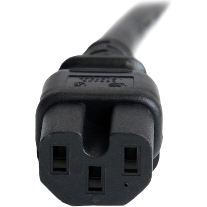 Alternate-Image1 Image for StarTech 6ft (1.8m) Heavy Duty Extension Cord, IEC C14 to IEC C15 Black Extension Cord, 15A 250V, 14AWG, Heavy Gauge Power Cable