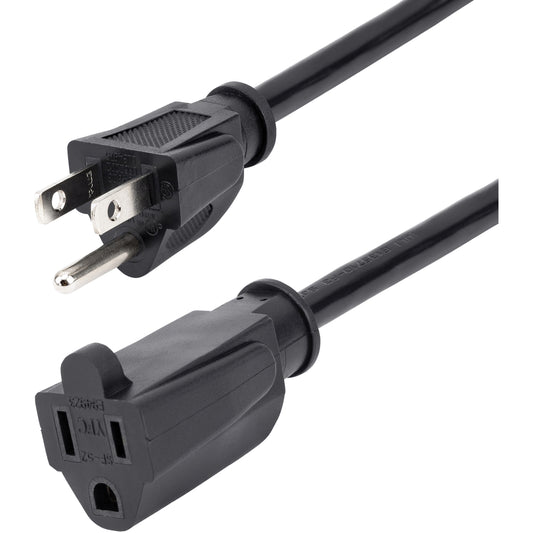 Main Image for StarTech.com 3ft (1m) Power Extension Cord, NEMA5-15R to NEMA5-15P Black Extension Cord, 13A 125V, 16AWG, Computer Power Extension Cable