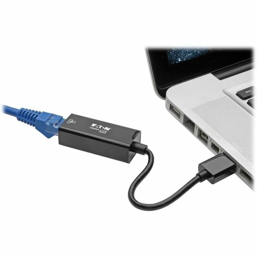 Alternate-Image1 Image for Eaton Tripp Lite Series USB 3.0 to Gigabit Ethernet NIC Network Adapter - 10/100/1000 Mbps, Black