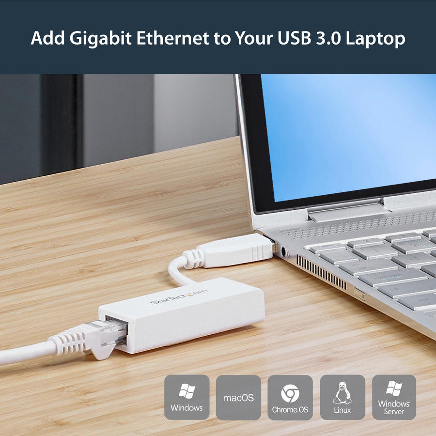 Alternate-Image7 Image for StarTech.com USB to Ethernet Adapter, USB 3.0 to 10/100/1000 Gigabit Ethernet LAN Adapter, USB to RJ45 Adapter, TAA Compliant