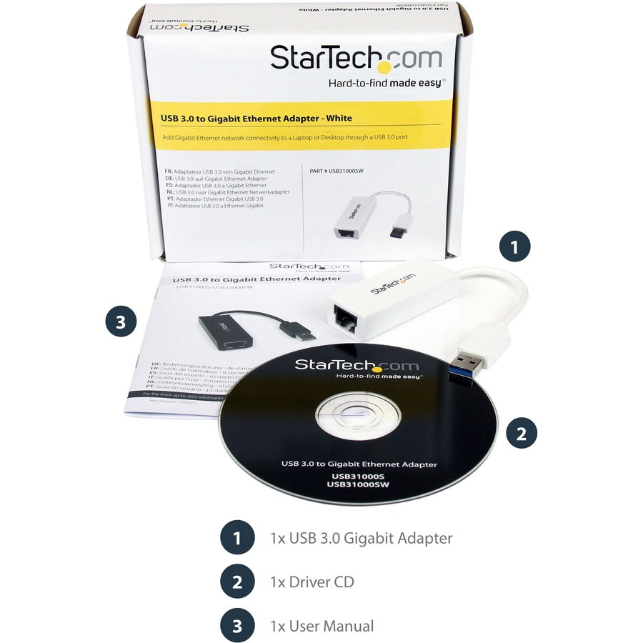 Alternate-Image8 Image for StarTech.com USB to Ethernet Adapter, USB 3.0 to 10/100/1000 Gigabit Ethernet LAN Adapter, USB to RJ45 Adapter, TAA Compliant