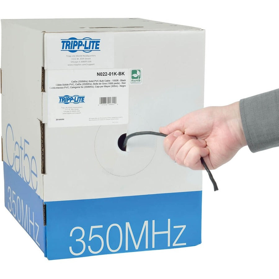 Alternate-Image2 Image for Tripp Lite by Eaton Cat5e 350 MHz Solid Core (UTP) PVC Bulk Ethernet Cable - Black 1000 ft. (304.8 m) TAA