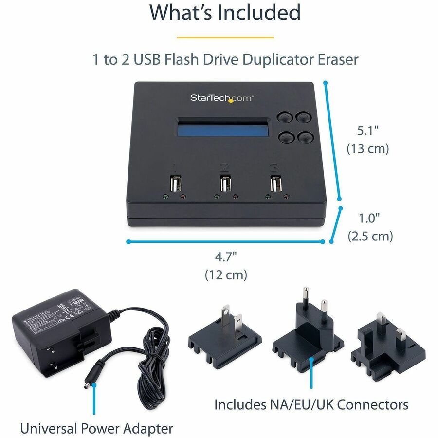 Alternate-Image5 Image for StarTech.com Standalone 1 to 2 USB Thumb Drive Duplicator/Eraser, USB Flash Drive Copier/Cloner, Sector-by-Sector Copy, Sanitizer, TAA
