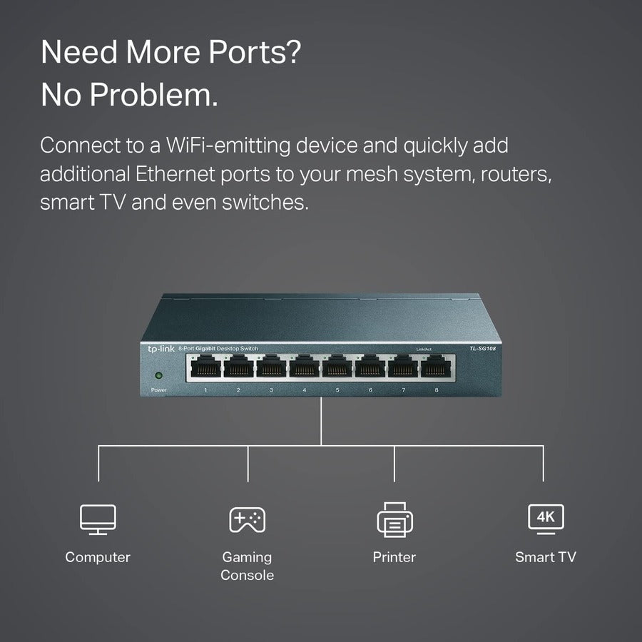 Alternate-Image7 Image for TP-LINK TL-SG108 - 8 Port Gigabit Unmanaged Ethernet Network Switch