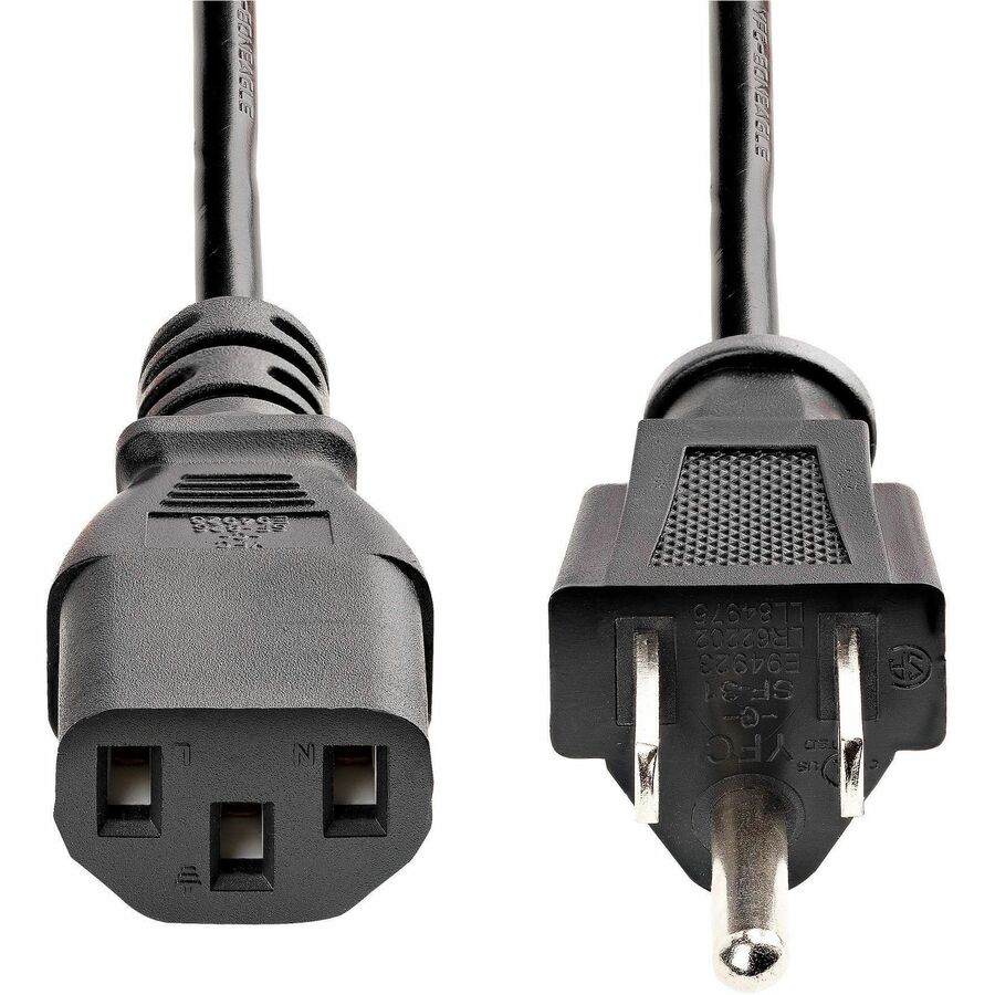 Alternate-Image6 Image for StarTech.com 10ft (3m) Computer Power Cord, NEMA 5-15P to C13, 10A 125V, 18AWG, Black Replacement AC PC Power Cord, TV/Monitor Power Cable