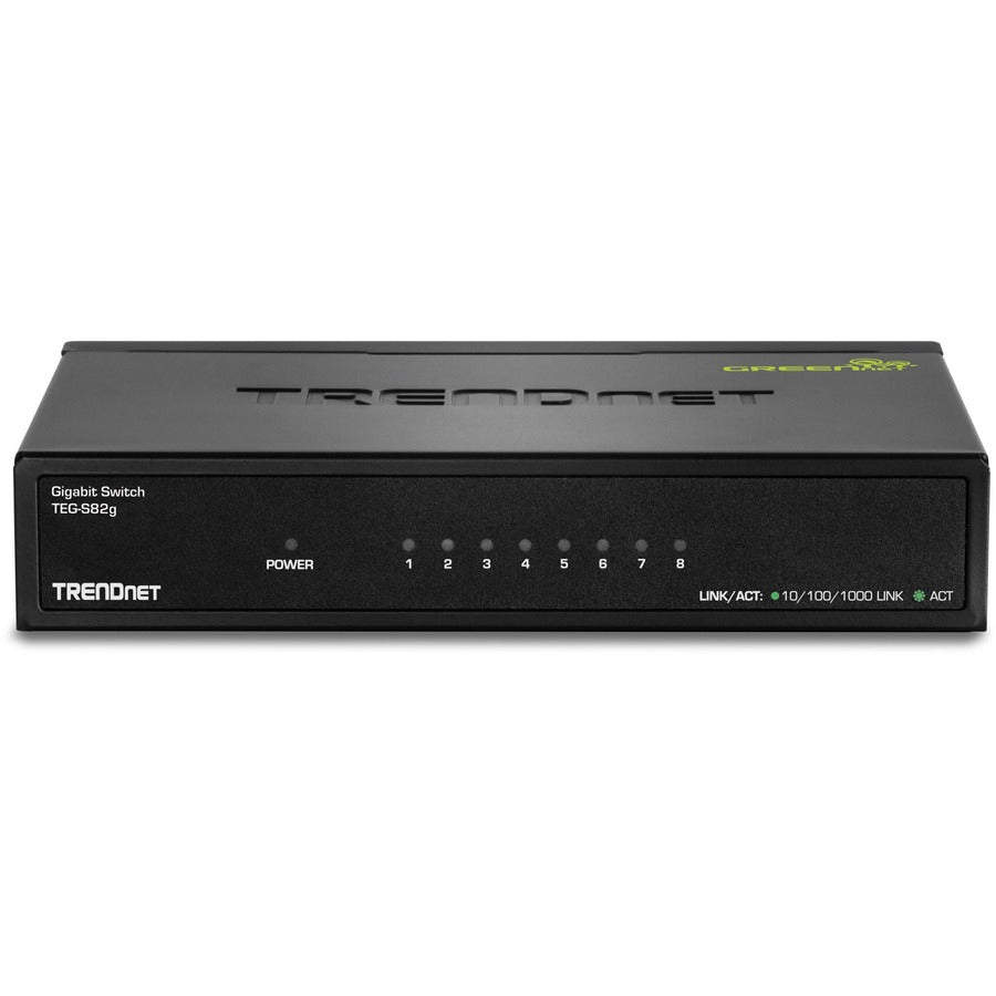 Alternate-Image5 Image for TRENDnet 8-Port Gigabit GREENnet Switch, Ethernet Network Switch, TEG-S82G, 8 x 10-100-1000 Mbps Gigabit Ethernet Ports, Ethernet Splitter, 16 Gbps, Metal, Lifetime Protection, Black