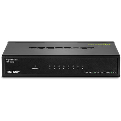 Alternate-Image5 Image for TRENDnet 8-Port Gigabit GREENnet Switch, Ethernet Network Switch, TEG-S82G, 8 x 10-100-1000 Mbps Gigabit Ethernet Ports, Ethernet Splitter, 16 Gbps, Metal, Lifetime Protection, Black