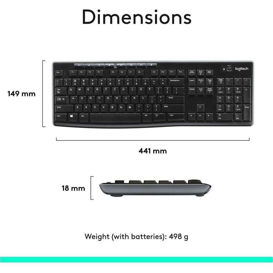 Alternate-Image8 Image for Logitech MK270 Wireless Keyboard and Mouse Combo for Windows, 2.4 GHz Wireless, Compact Mouse, Black