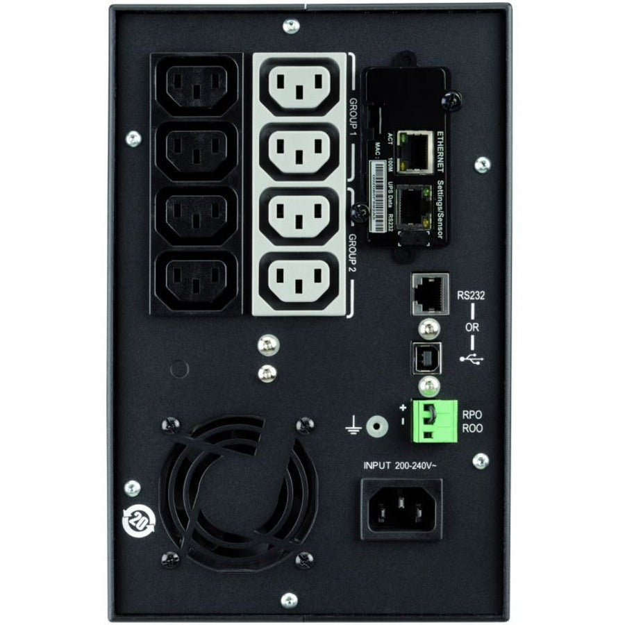 Rear Image for Eaton 5P 1550VA 1100W 230V Line-Interactive UPS, C14 Input, 8 C13 Outlets, True Sine Wave, Cybersecure Network Card Option, Tower